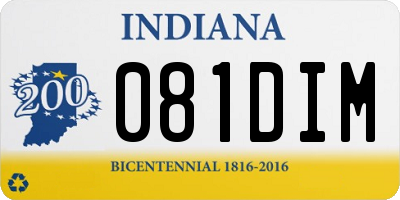 IN license plate 081DIM