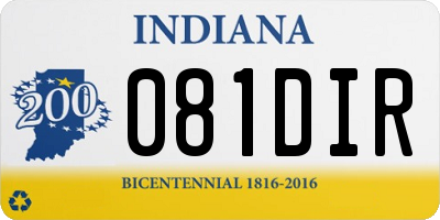 IN license plate 081DIR