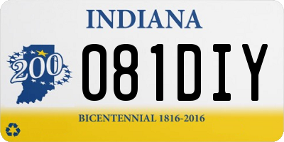 IN license plate 081DIY