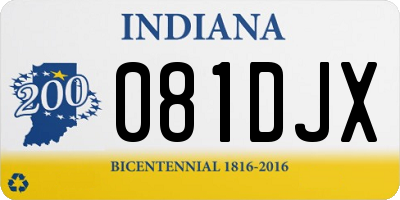 IN license plate 081DJX
