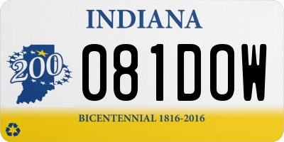 IN license plate 081DOW