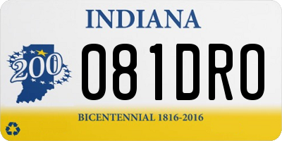 IN license plate 081DRO
