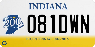 IN license plate 081DWN