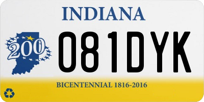 IN license plate 081DYK