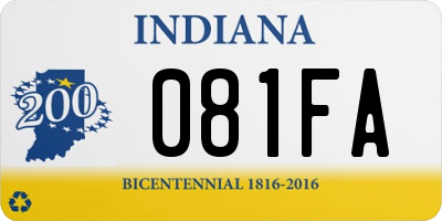 IN license plate 081FA