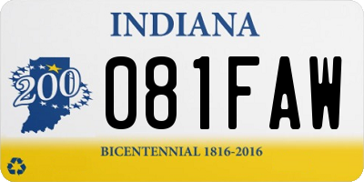 IN license plate 081FAW