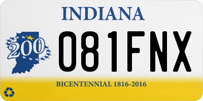 IN license plate 081FNX