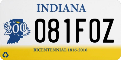 IN license plate 081FOZ