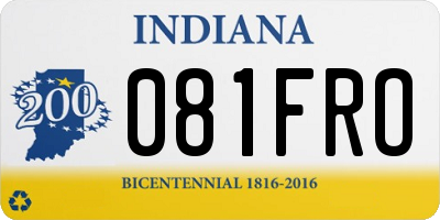 IN license plate 081FRO