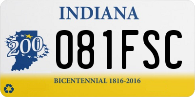 IN license plate 081FSC