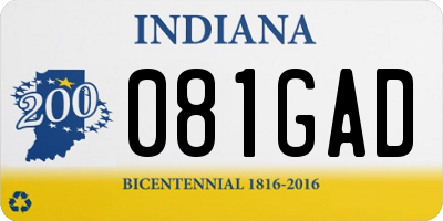 IN license plate 081GAD