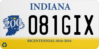 IN license plate 081GIX