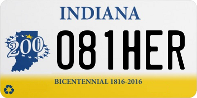 IN license plate 081HER