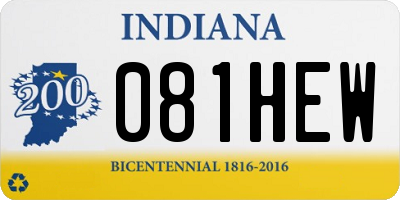 IN license plate 081HEW