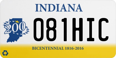 IN license plate 081HIC