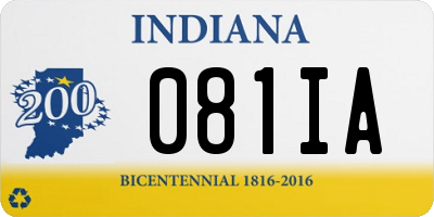 IN license plate 081IA