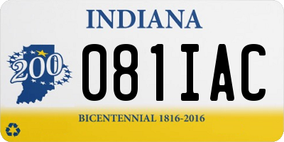 IN license plate 081IAC
