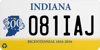 IN license plate 081IAJ