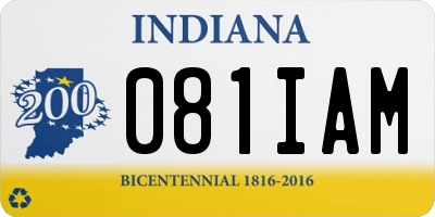 IN license plate 081IAM