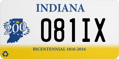 IN license plate 081IX