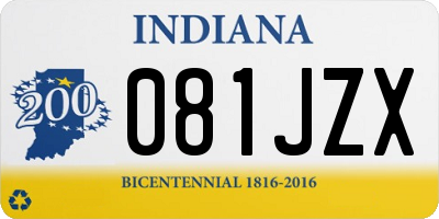 IN license plate 081JZX