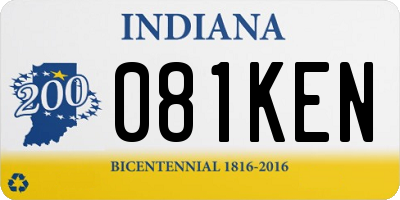 IN license plate 081KEN