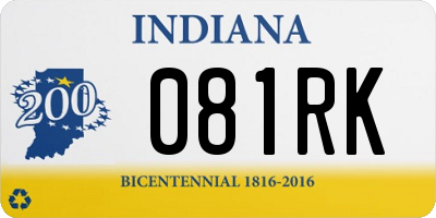 IN license plate 081RK