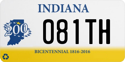 IN license plate 081TH
