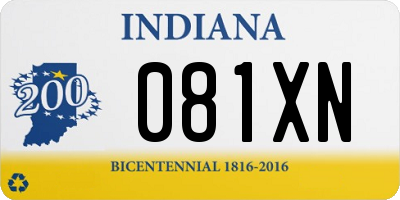 IN license plate 081XN