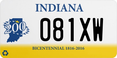 IN license plate 081XW