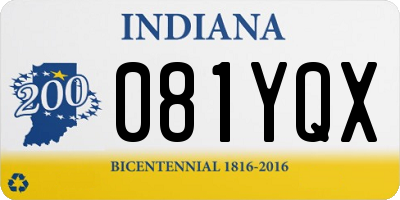 IN license plate 081YQX