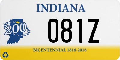 IN license plate 081Z