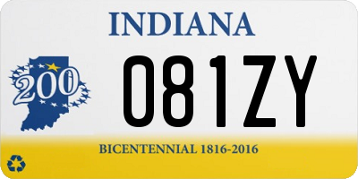 IN license plate 081ZY