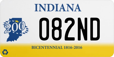 IN license plate 082ND