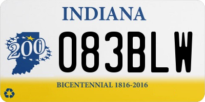 IN license plate 083BLW