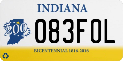 IN license plate 083FOL