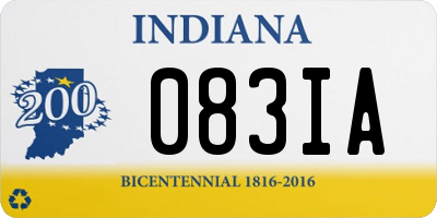 IN license plate 083IA