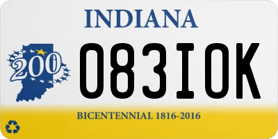 IN license plate 083IOK