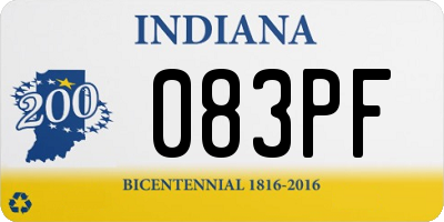 IN license plate 083PF