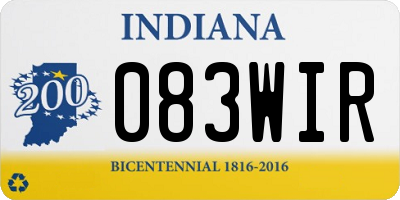IN license plate 083WIR