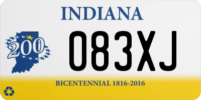 IN license plate 083XJ