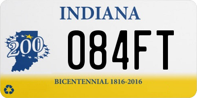 IN license plate 084FT