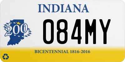 IN license plate 084MY