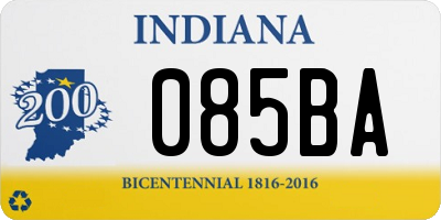 IN license plate 085BA