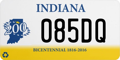 IN license plate 085DQ