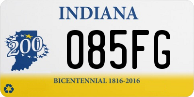 IN license plate 085FG