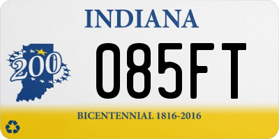 IN license plate 085FT