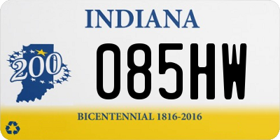 IN license plate 085HW