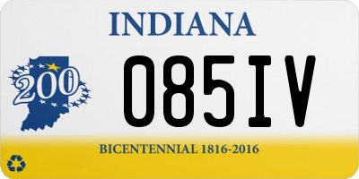 IN license plate 085IV