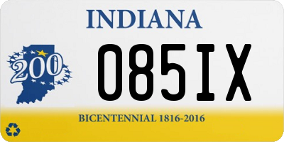 IN license plate 085IX